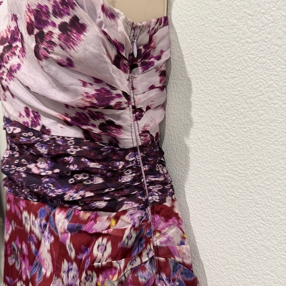 AMUR Laura Floral Silk One Shoulder Dress Size 2 Lavender Purple Asymmetric Hem - Picture 9 of 16